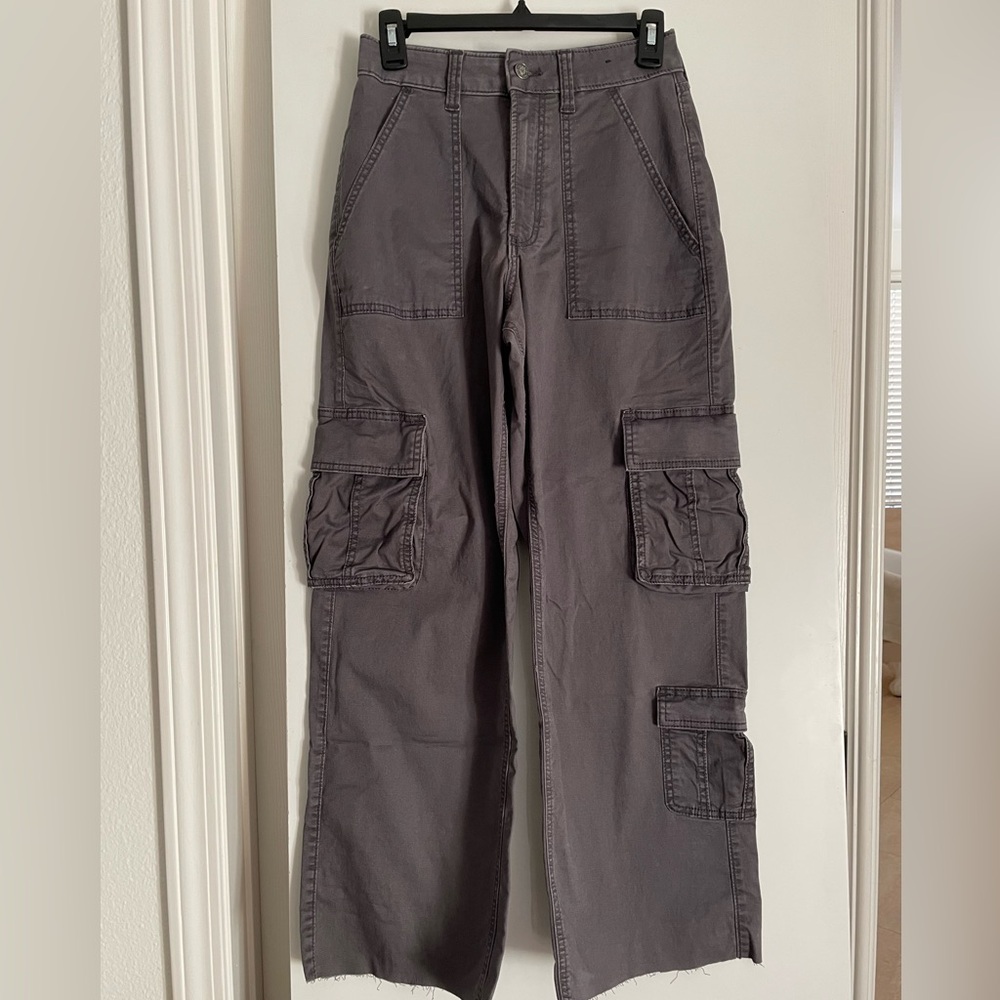 26” Hollister Soft Cotton High Waist Wide Leg Cargo Pants Mocha Brown NWOT New!